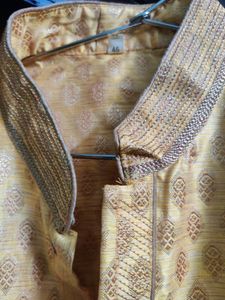 Golden Yellow Silk Kurta Set For Men ( xxxl)