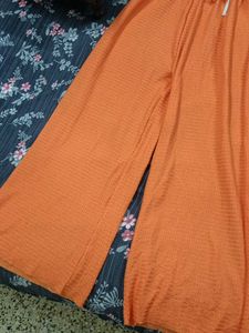 Orange Gauze Wide Leg Pants