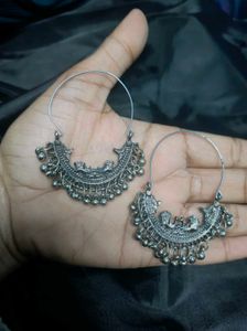 Oxidized Silver Hoop Earrings