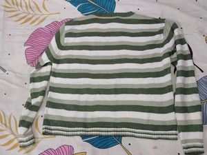Striped Knit Pullover Green