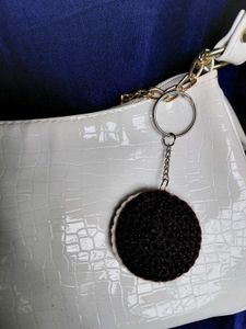 Crochet Oreo bag charm and keychain