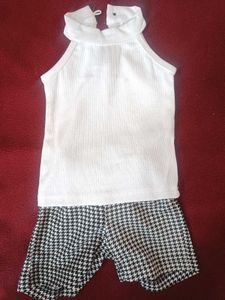 White Tank &amp; Houndstooth Shorts Set