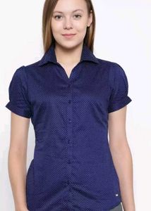 Park Avenue Woman Navy Regular Fit Printed Formal