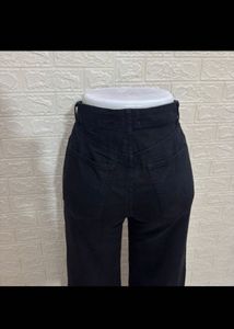 Wide Leg Black Denim Pants