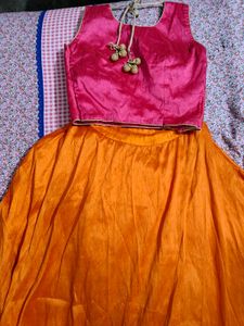 Pink &amp; Orange Lehenga Choli Set