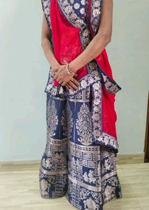 Red & Navy Blue lehenga Choli With Dupatta
