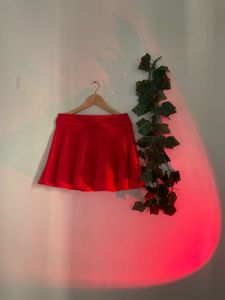 Salmon Red Mini Skirt For Those Late Night Dinners