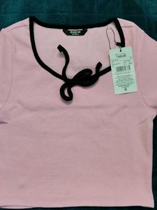 Pink Ribbed Crop Top