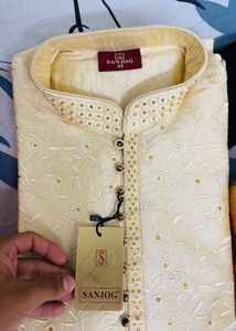 Elegant Gold Embroidered Kurta Set