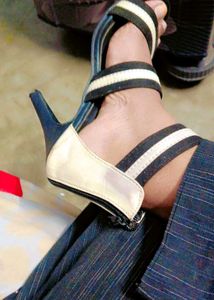 Striped Ankle Strap Sandals