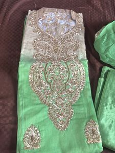 Unsitched Green Kurta Set