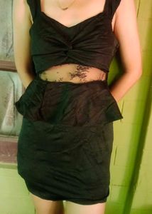 Black Lace Peplum Dress