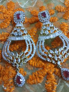 Red Stone Ad Earings Functinable