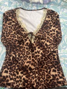 Leopard Print Lace Top