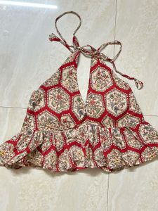 Boho Peplum Halter Top