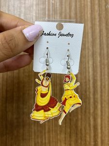 Garba Dance Printed Dangling Earrings