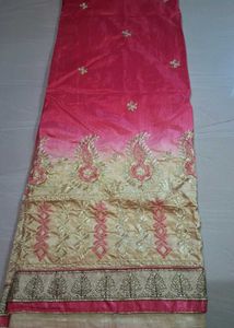 Elegant Pink Embroidered Saree
