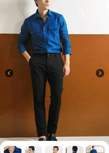 RARE RABBIT Stylish Blue LINEN Shirt