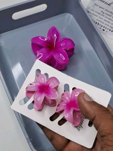 Flower Hair Claws Combo – Pack of 3 (1 L &amp; 2 S)