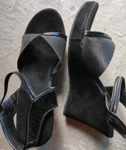 Black Wedge Heel Sandals