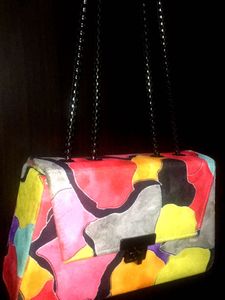 Abstract Color Block Chain Bag
