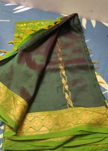 Elegant Green &amp; Gold Saree