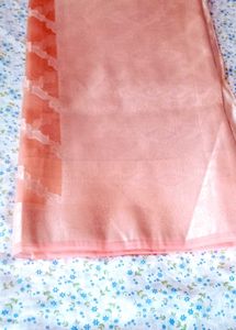 Elegant Peach Organza Silk Saree