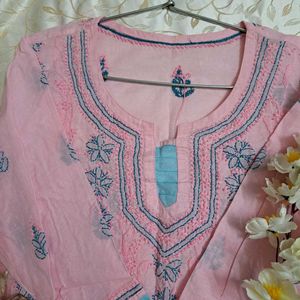 Pink Chickenkari Kurti