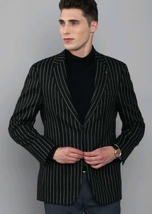 Striped Black Formal Blazer, 44 Size