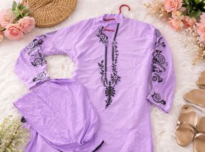 Lilac Embroidered Kurti Dress