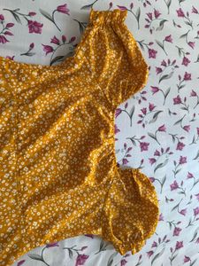 Floral Print Yellow sun  Dress