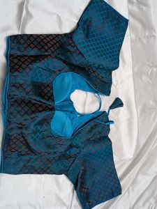 Elegant Blue Blouse Brocade