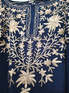 Blue Colour Kashmiri Embroidered Kaftan Top