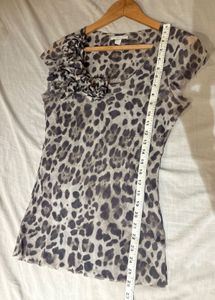 Beautiful Leopard Print Mesh Imported Top