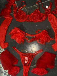 Red Feather Lingerie Set