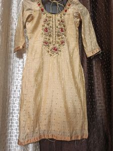 Hand Work Kurti With Net Salwar Suit
