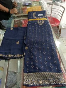 Navy Blue Embroidered Salwar Kameez