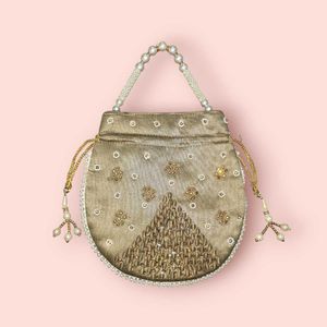Silk Golden Embroidery Moti Batwa