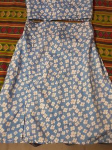 Floral Blue Co Ord Set Skirt And Top