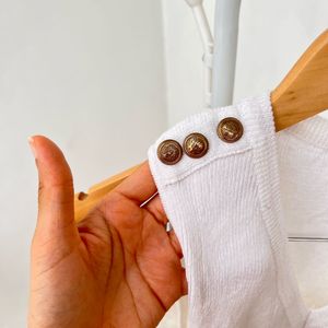 White Knit Vest with Button Detail