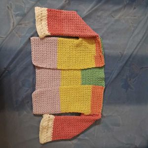 Handmade Crochet Color Block Cardigan