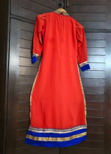 Women Red Georgette Zari Stone Festive Kurta