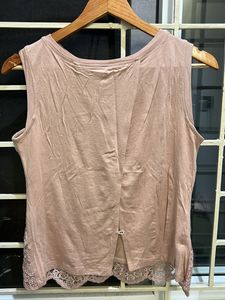 Beige net Embroidered Top