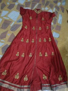 Red Embroidered gown