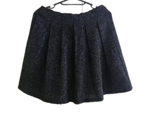 Charcoal Textured A-Line Pleated Skirt