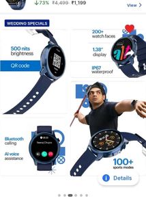 Alt Vibe Bt Calling Smart Watch Berry Blue Colour