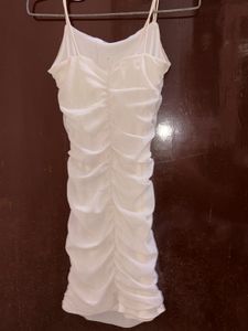 White Ruched Bodycon Mini Dress