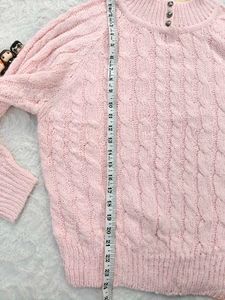 Cozy Pink Cable Knit Sweater
