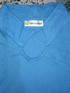 Blue Ribbed Tank Top