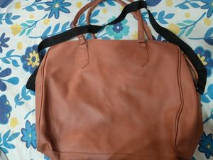 Brown Travel Bag with Eiffel Tower